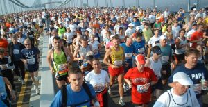 NYC marathon going over bridge